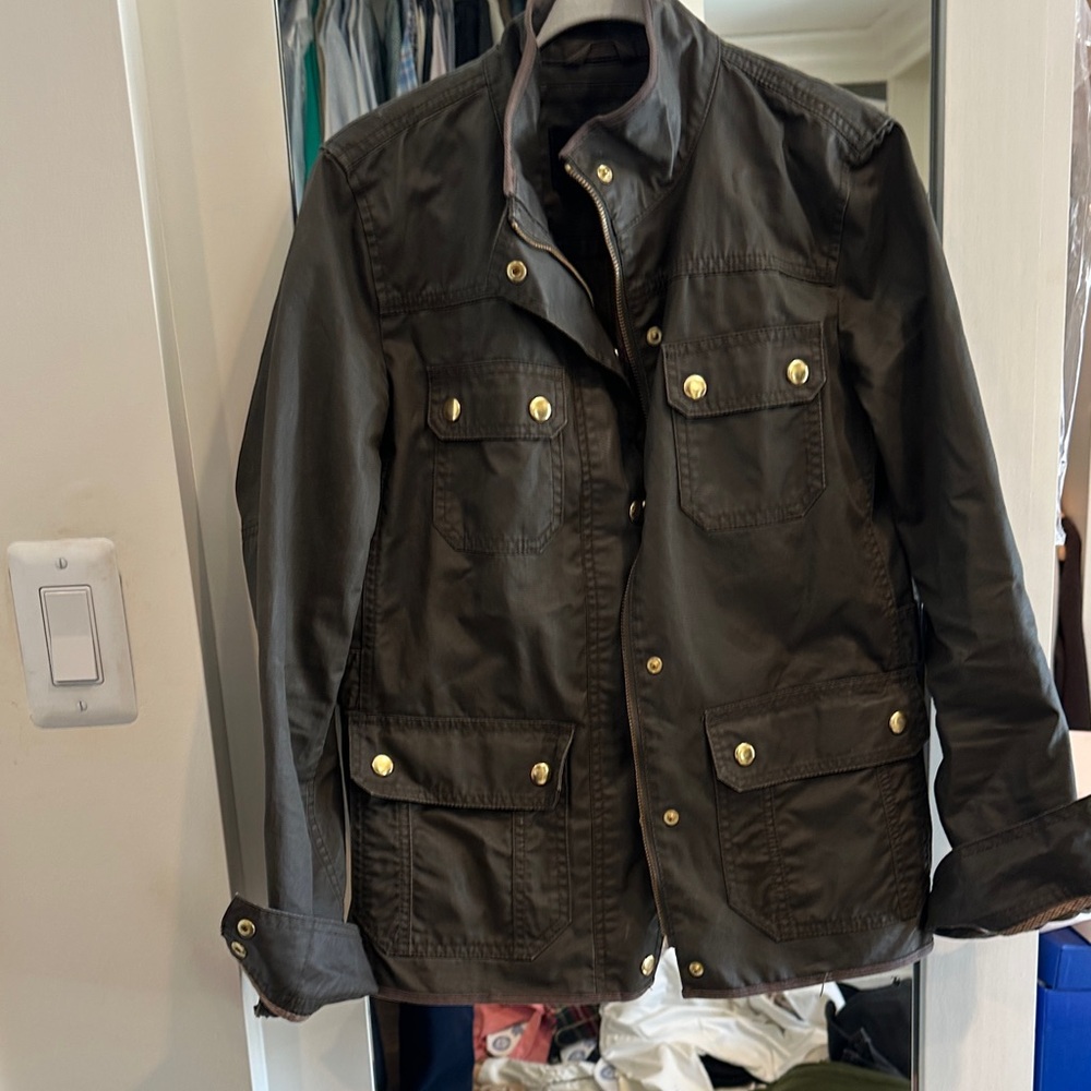 Army Green Jcrew Jacket with Gold Buttons
